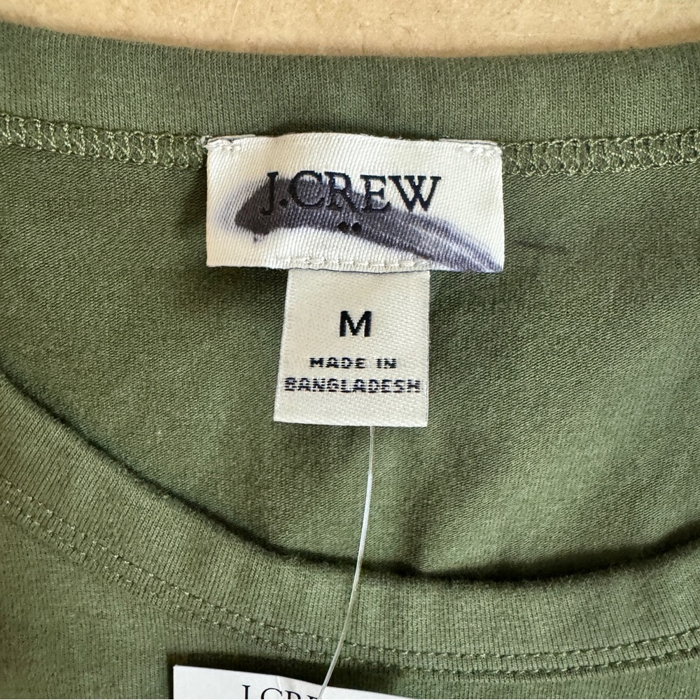 J Crew Olive Green Sleeveless Mixed Knit Midi Womens Size M Pockets Cotton - Picture 9 of 10